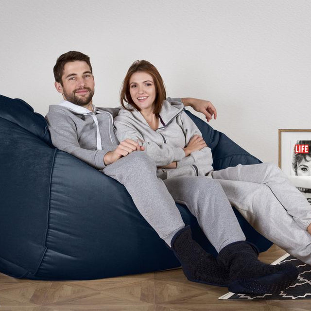 LOUNGE PUG, Riesen Sitzsack Couch, Sitzsack Sofa, Samt Marineblau