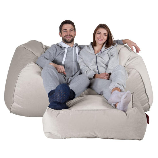 LOUNGE PUG, Riesen Sitzsack Couch, Sitzsack Sofa, Samt Silber