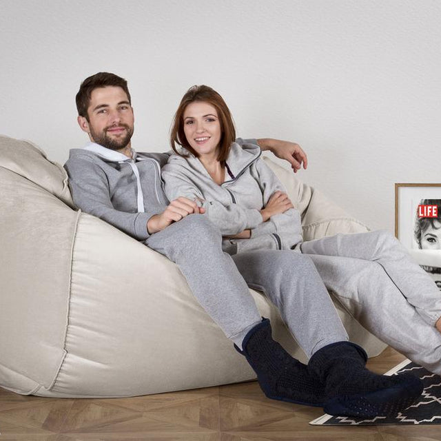 LOUNGE PUG, Riesen Sitzsack Couch, Sitzsack Sofa, Samt Silber