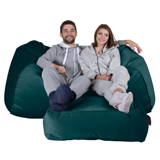 LOUNGE PUG, Riesen Sitzsack Couch, Sitzsack Sofa, Samt Türkis