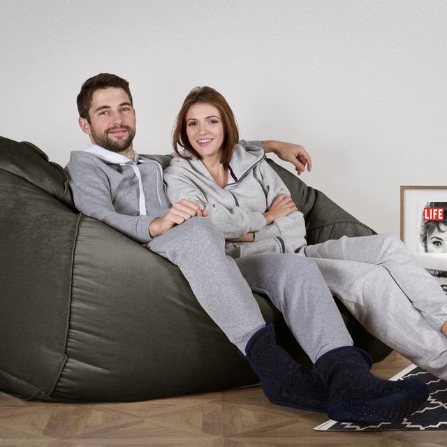 LOUNGE PUG, Riesen Sitzsack Couch, Sitzsack Sofa, Samt Schiefergrau