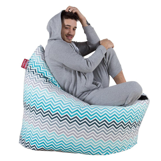 LOUNGE PUG - Riesen Sitzsack XXL - Sitzkissen - Geometrische Druck Chevron  Türkis