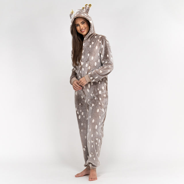 Damen Rentier Fleece Onesie 01