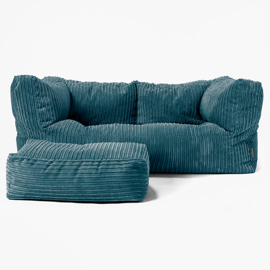 2-Sitzer Albert Sitzsacksofa - Cord Blaugrün 02