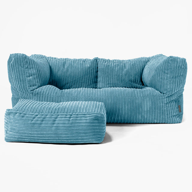 2-Sitzer Albert Sitzsacksofa - Cord Türkis 02