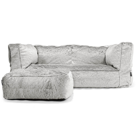 2-Sitzer Albert Sitzsacksofa - Kaninchen Kunstfell Hellgrau 02