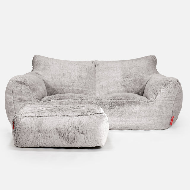 Josephine Sitzsack Sofa - Kaninchen Kunstfell Hellgrau 02