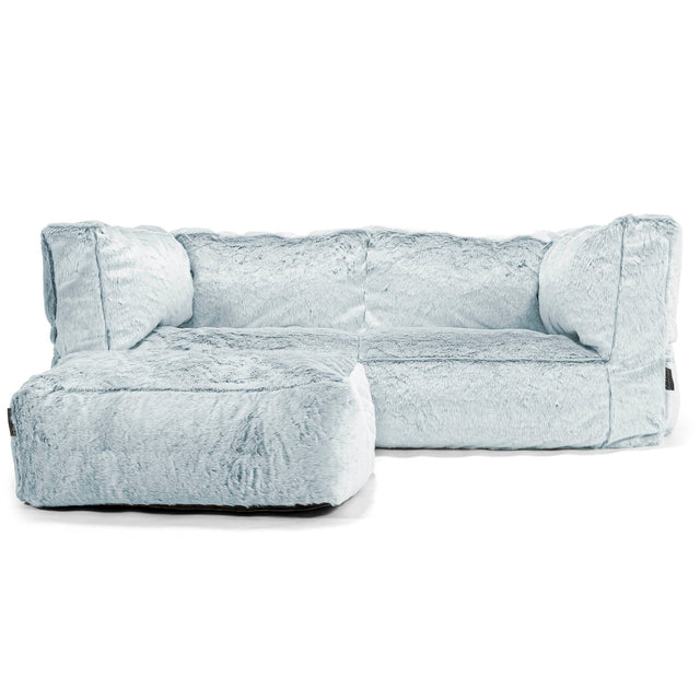 2-Sitzer Albert Sitzsacksofa - Kaninchen Kunstfell Pastellblau 02