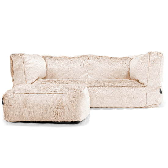 2-Sitzer Albert Sitzsacksofa - Kaninchen Kunstfell Weiß 02