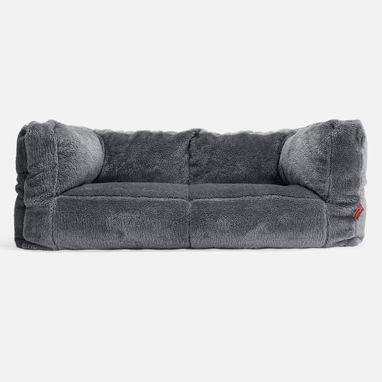 2-Sitzer Albert Sitzsacksofa - Teddy Kunstfell Dunkelgrau 01