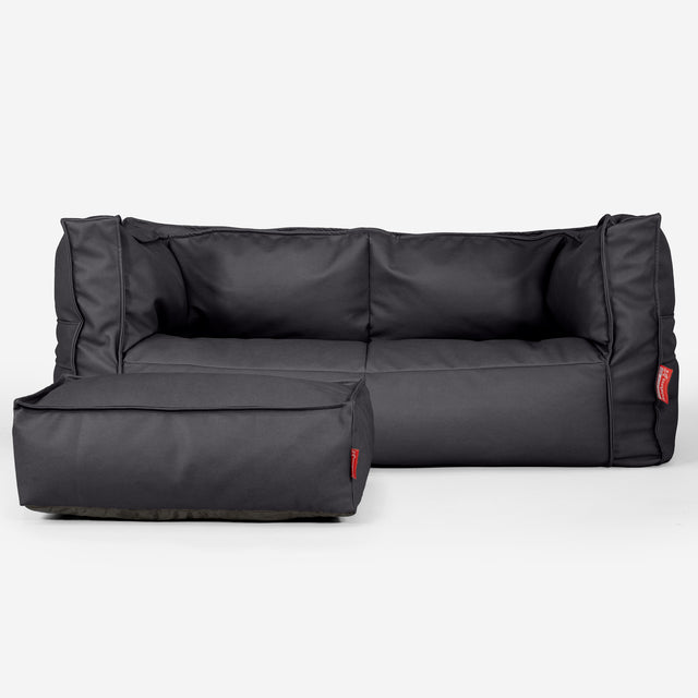 2-Sitzer Albert Sitzsacksofa - Veganes Leder Schwarz 02
