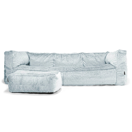 3-Sitzer Albert Sitzsacksofa - Kaninchen Kunstfell Pastellblau 02