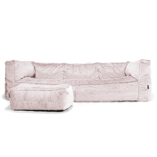 3-Sitzer Albert Sitzsacksofa - Kaninchen Kunstfell Pastellrosa 02