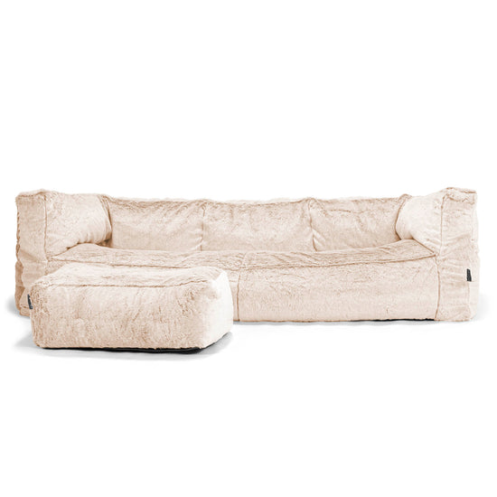 3-Sitzer Albert Sitzsacksofa - Kaninchen Kunstfell Weiß 02