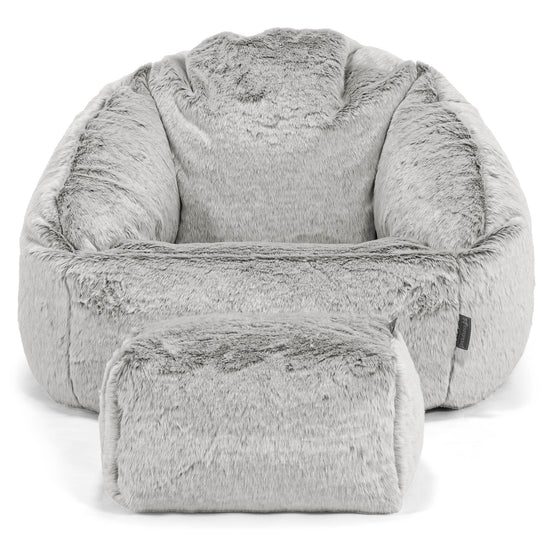 Bubble Sitzsack Sessel - Kaninchen Kunstfell Hellgrau 02