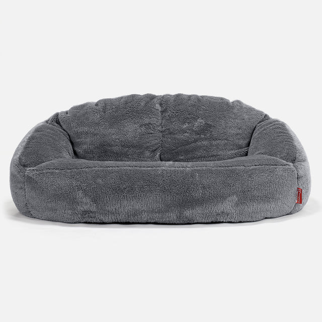 Bubble Sitzsack Sofa - Teddy Kunstfell Dunkelgrau 01