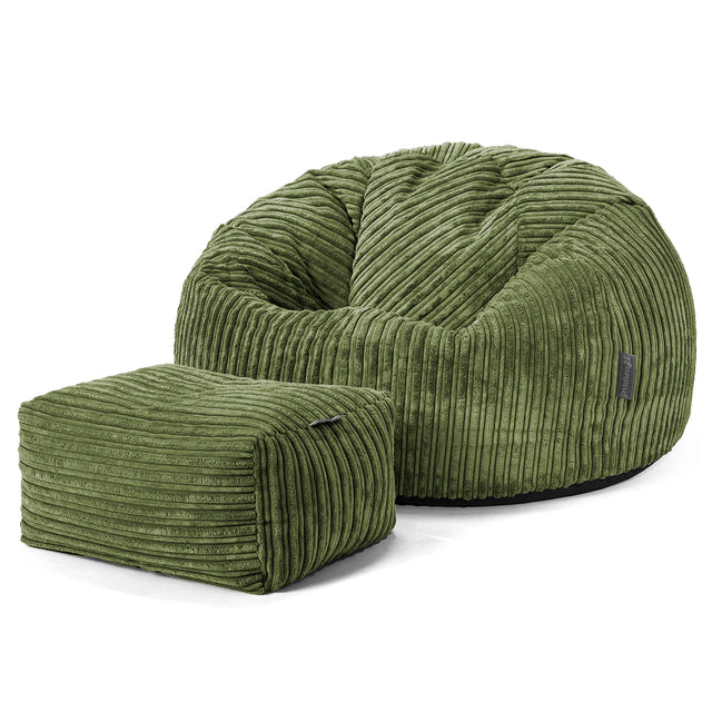 Klassischer Sitzsack Sessel - Cord Nadelwaldgrün 02