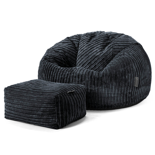 Klassischer Sitzsack Sessel - Cord Schwarz 02