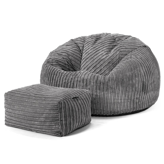 Klassischer Sitzsack Sessel - Cord Stahlgrau 02