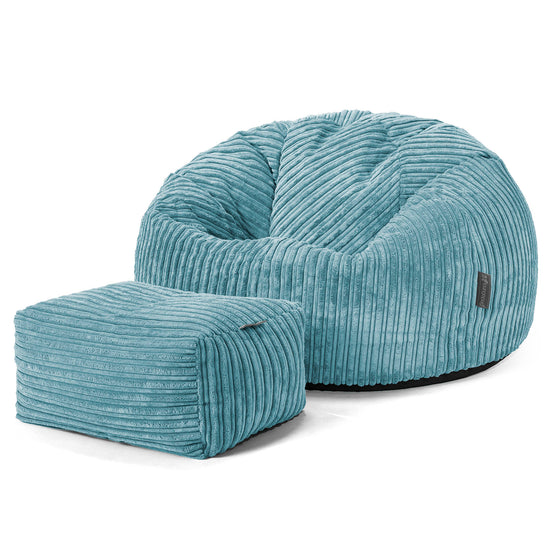Klassischer Sitzsack Sessel - Cord Türkis 02