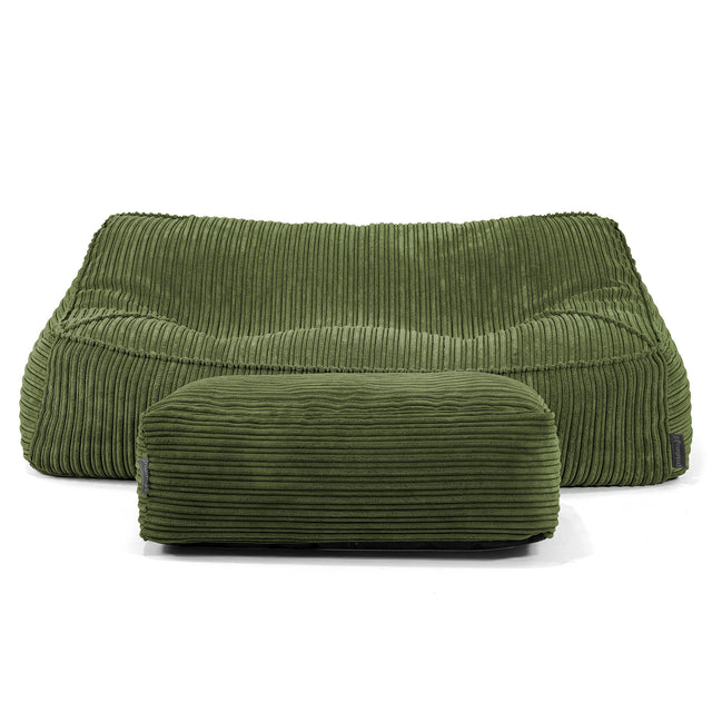 Das Slouchy Sitzsack Sofa - Cord Nadelwaldgrün 01