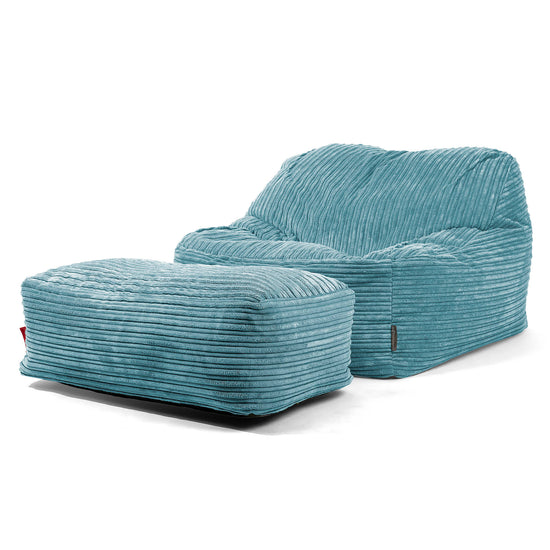 Der Slouchy Sitzsack Sessel - Cord Türkis 01