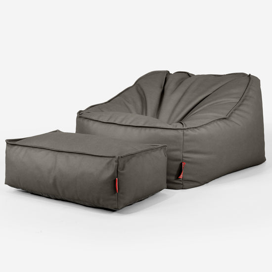 Der Slouchy Sitzsack Sessel - Veganes Leder Grau 02