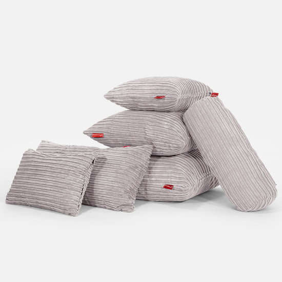 Extra Große Dekokissen / Sofa Kissenbezug 70 x 70cm - Cord Silber 04
