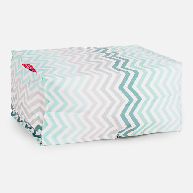 Fußhocker Pouf - Geometrische Druck Chevron Türkis 01