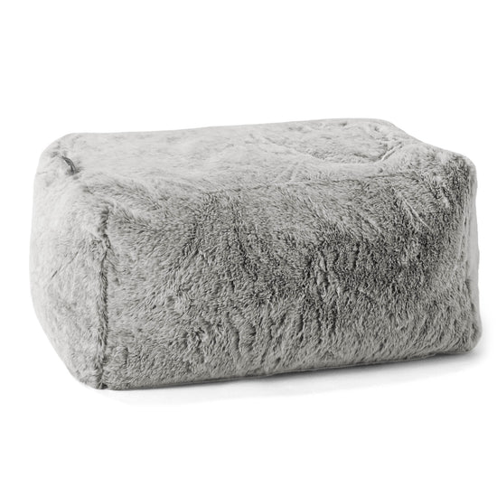 Fußhocker Pouf - Kaninchen Kunstfell Hellgrau 01
