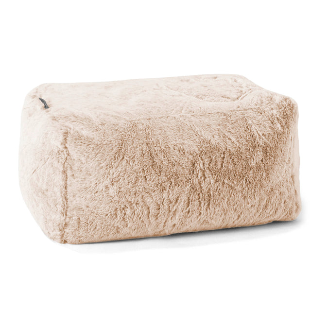Fußhocker Pouf - Kaninchen Kunstfell Weiß 01