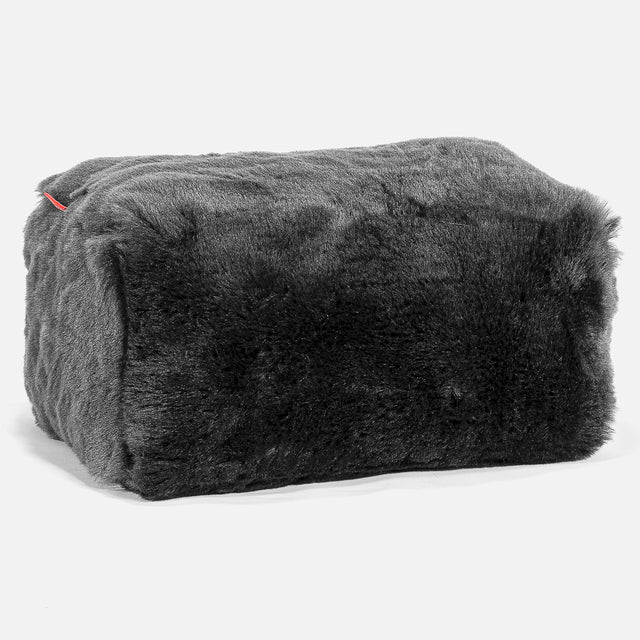 Fußhocker Pouf - Kunstfell Schwarz 01