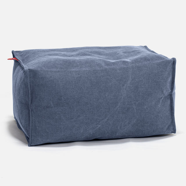 Fußhocker Pouf - Stonewashed-stoff Marineblau 01