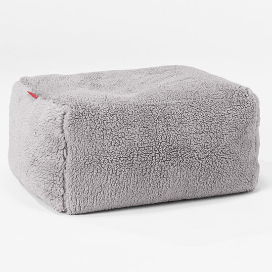 Fußhocker Pouf - Teddy Kunstfell Mittelgrau 01