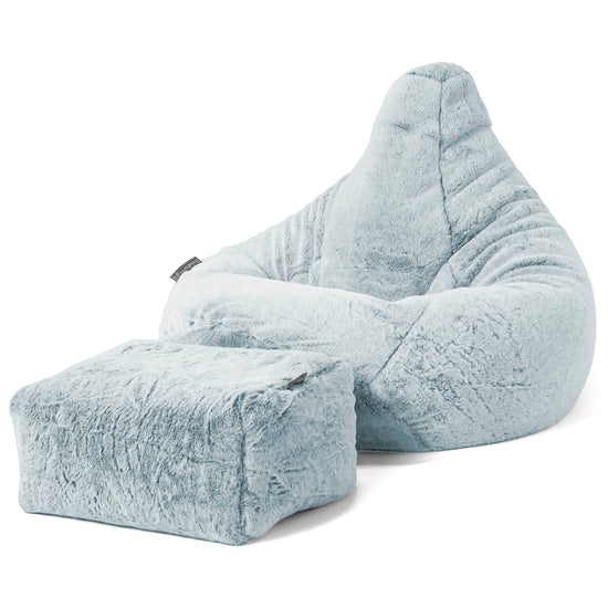 Gaming Sitzsack Sessel - Kaninchen Kunstfell Pastellblau 01