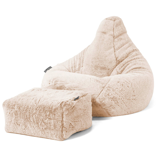 Gaming Sitzsack Sessel - Kaninchen Kunstfell Weiß 01