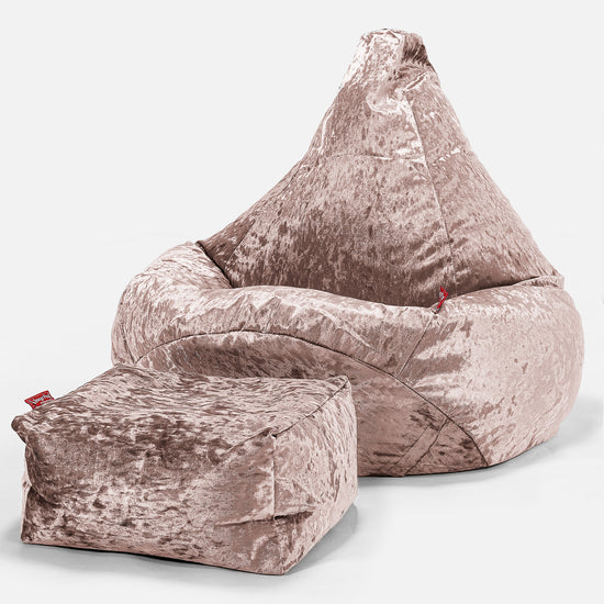 Gaming Sitzsack Sessel - Retro-Samt Trüffel 01