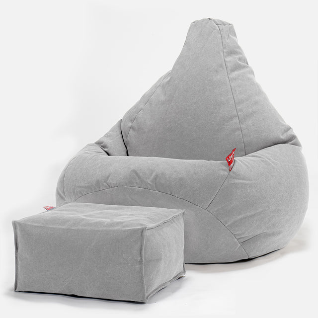 Gaming Sitzsack Sessel - Stonewashed-stoff Pewter 01