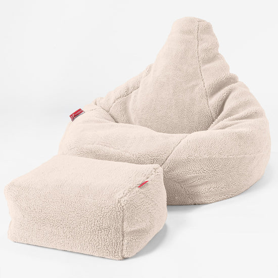 Gaming Sitzsack Sessel - Teddy Kunstfell Creme 04