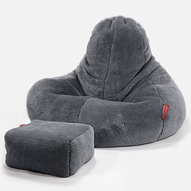 Ultra Lux Gaming Sitzsack - Teddy Kunstfell Dunkelgrau 02