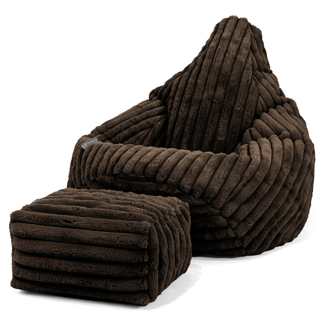 Gaming Sitzsack Sessel - Ultra Plüsch Cord Nussbraun 01