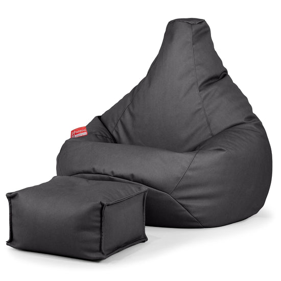 Gaming Sitzsack Sessel - Veganes Leder Schwarz 01