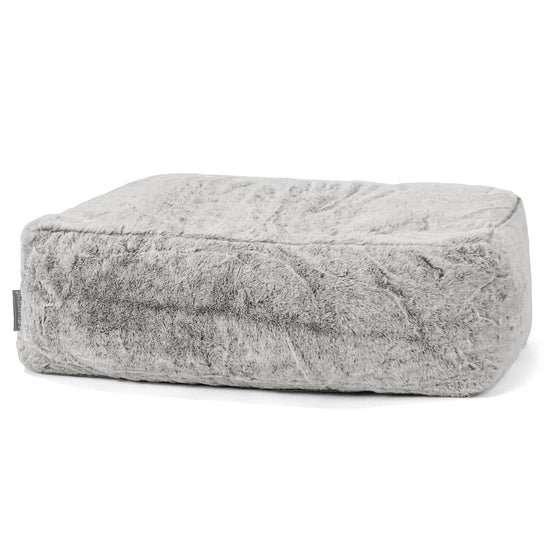Groß Fußhocker Pouf - Kaninchen Kunstfell Hellgrau 01