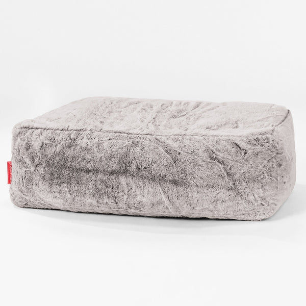 Groß Fußhocker Pouf - Kaninchen Kunstfell Hellgrau 01