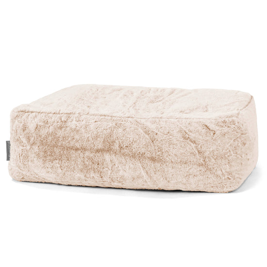 Groß Fußhocker Pouf - Kaninchen Kunstfell Weiß 01