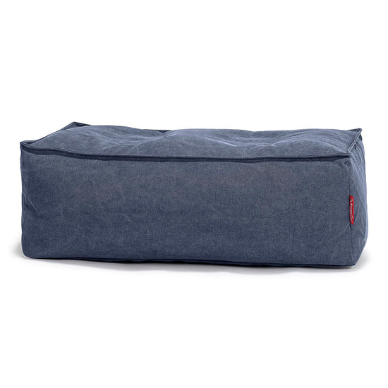 Groß Fußhocker Pouf - Stonewashed-stoff Marineblau 01