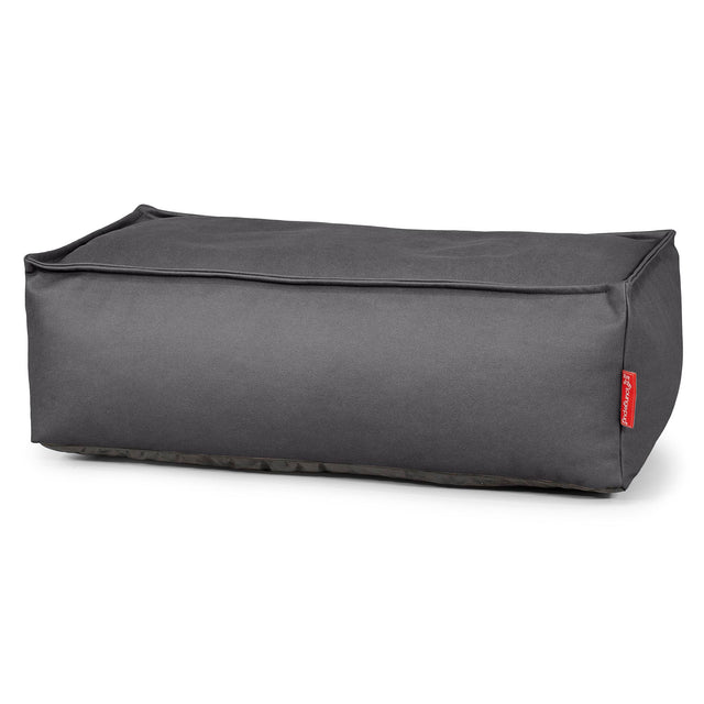 Groß Fußhocker Pouf - Veganes Leder Schwarz 01