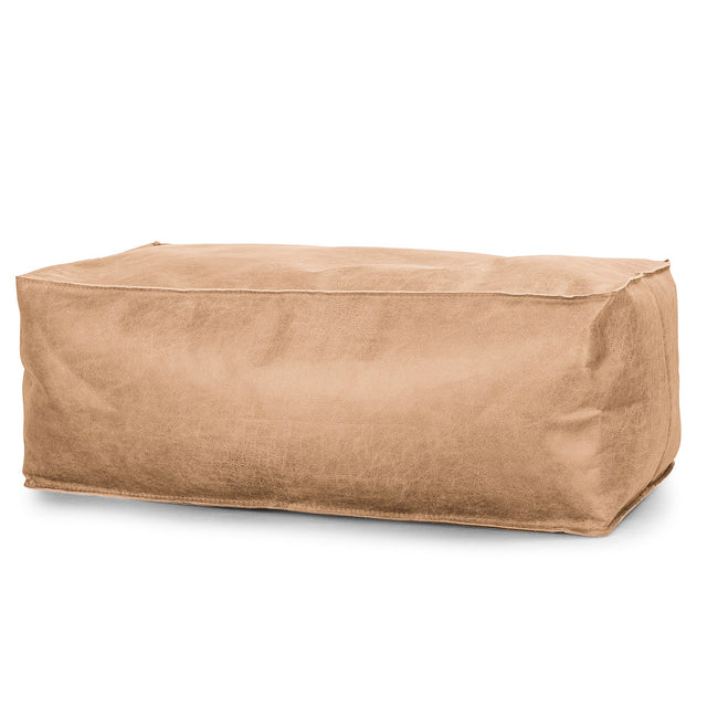 Groß Fußhocker Pouf - Vintage Leder Goldbraun 01