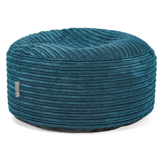 Großer runder Fußhocker - Cord Blaugrün 01