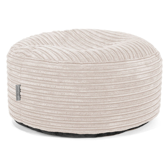 Großer runder Fußhocker - Cord Elfenbein 01